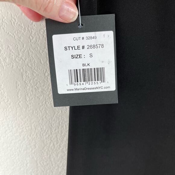 Marina Long V Neck Knot Front High Slit Sleeveless Black Maxi Dress NWT Small - Picture 11 of 15